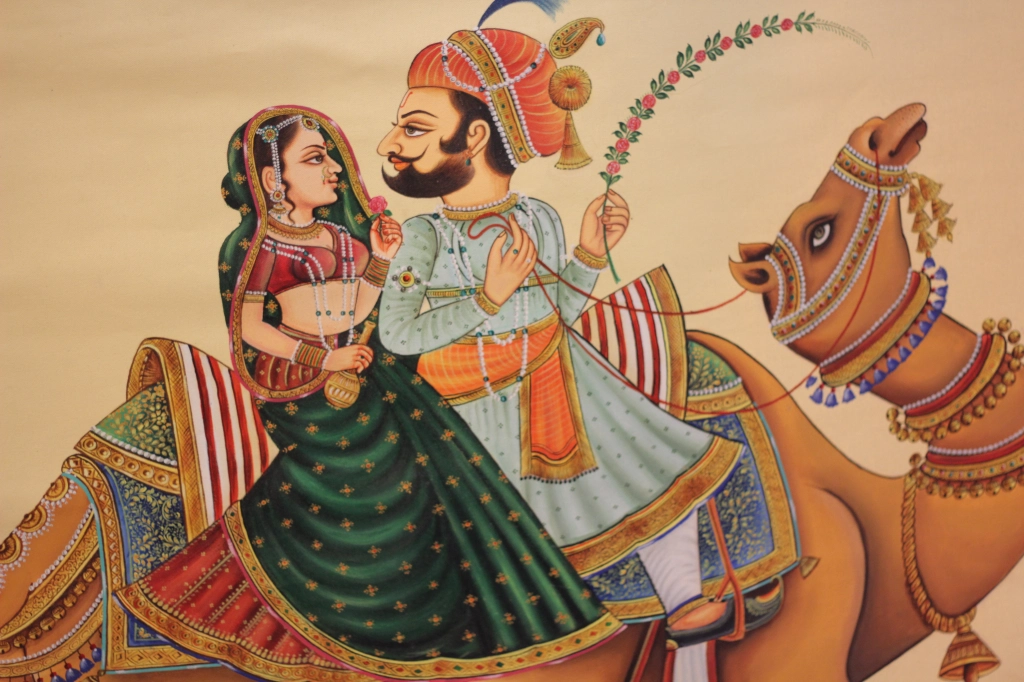 Maharajas of Udaipur - Miniature painting on canvas